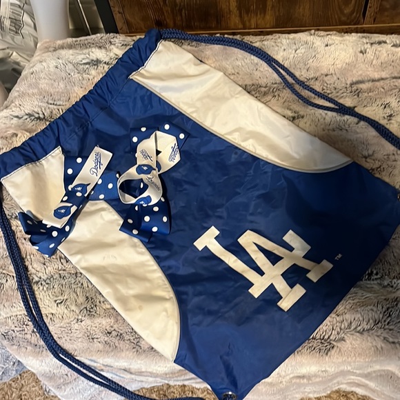 LA Los Angeles Dodgers Baseball Cinch Backpack Blue White - Picture 6 of 8